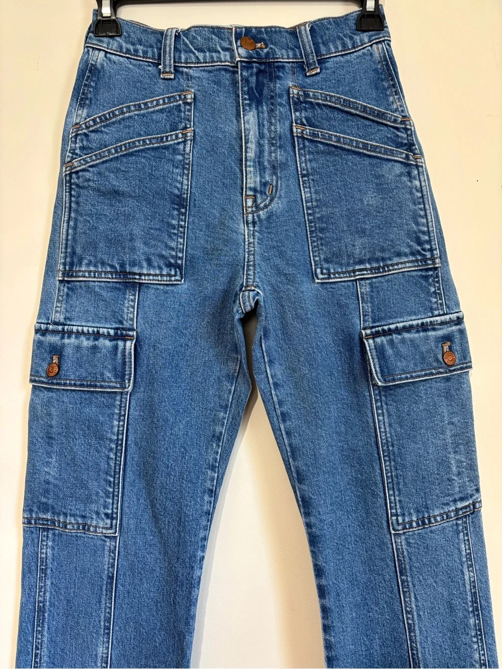 Madewell Preppy Grunge Utility High Rise 90s Straight Leg Cargo Jeans W23/ L29
